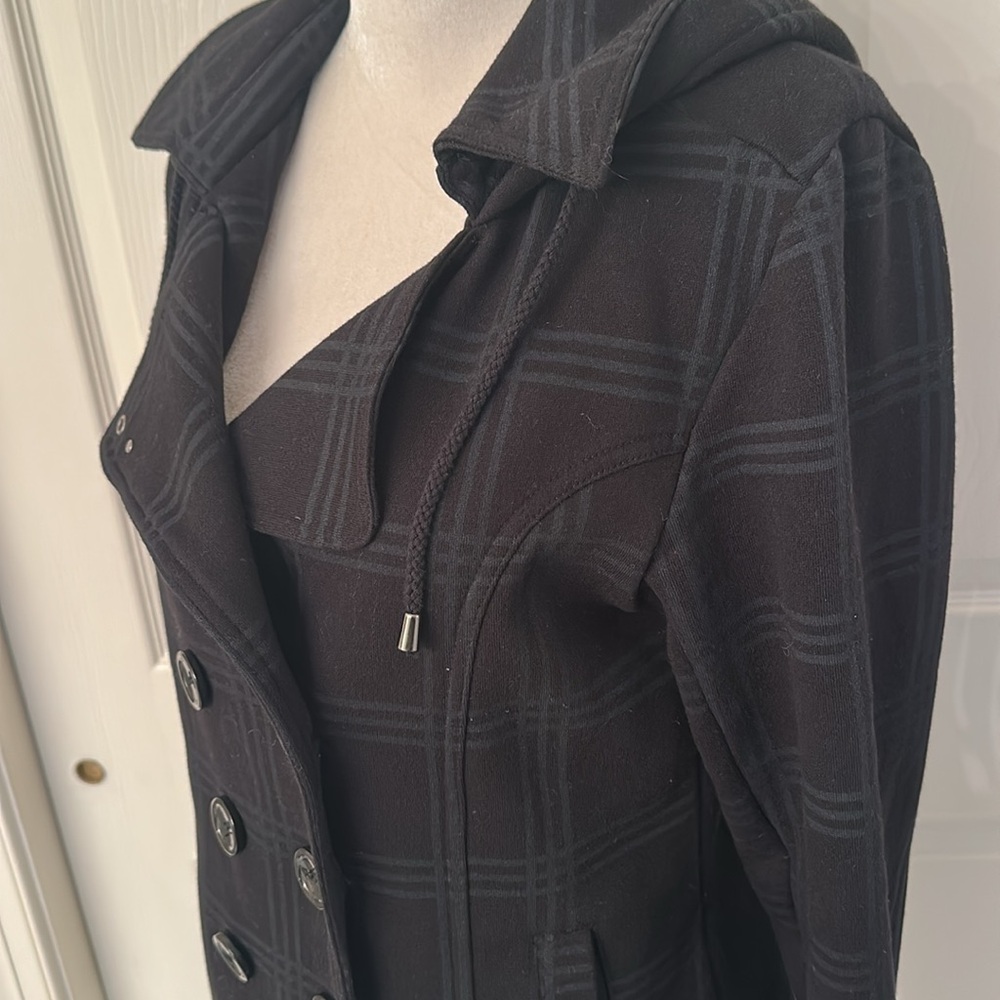 Check Navy Pea Coat - Picture 2 of 6